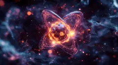 Detailed 3D representation of a technetium atom showcasing its electron 