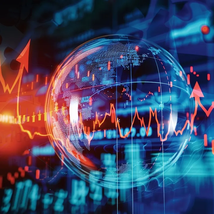 Bubble against a stock market chart