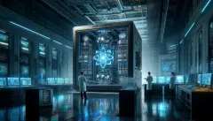 image of a futuristic quantum computing laboratory