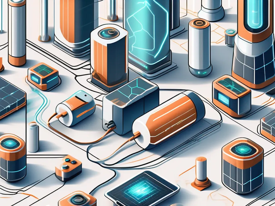 AI depiction of interconnected battery technologies showcasing advanced energy storage innovations.