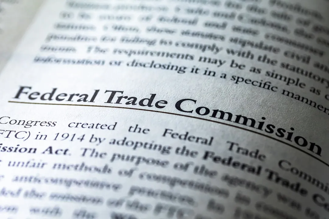 Federal Trade Commission FTC printed in ink appearing in newspaper column
