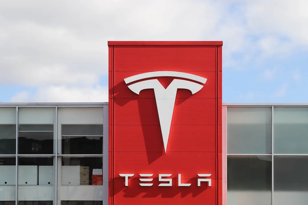 Tesla Logo Sign outside building