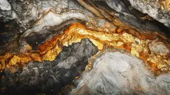 Gold Mining - Gold Veins stacked in rock