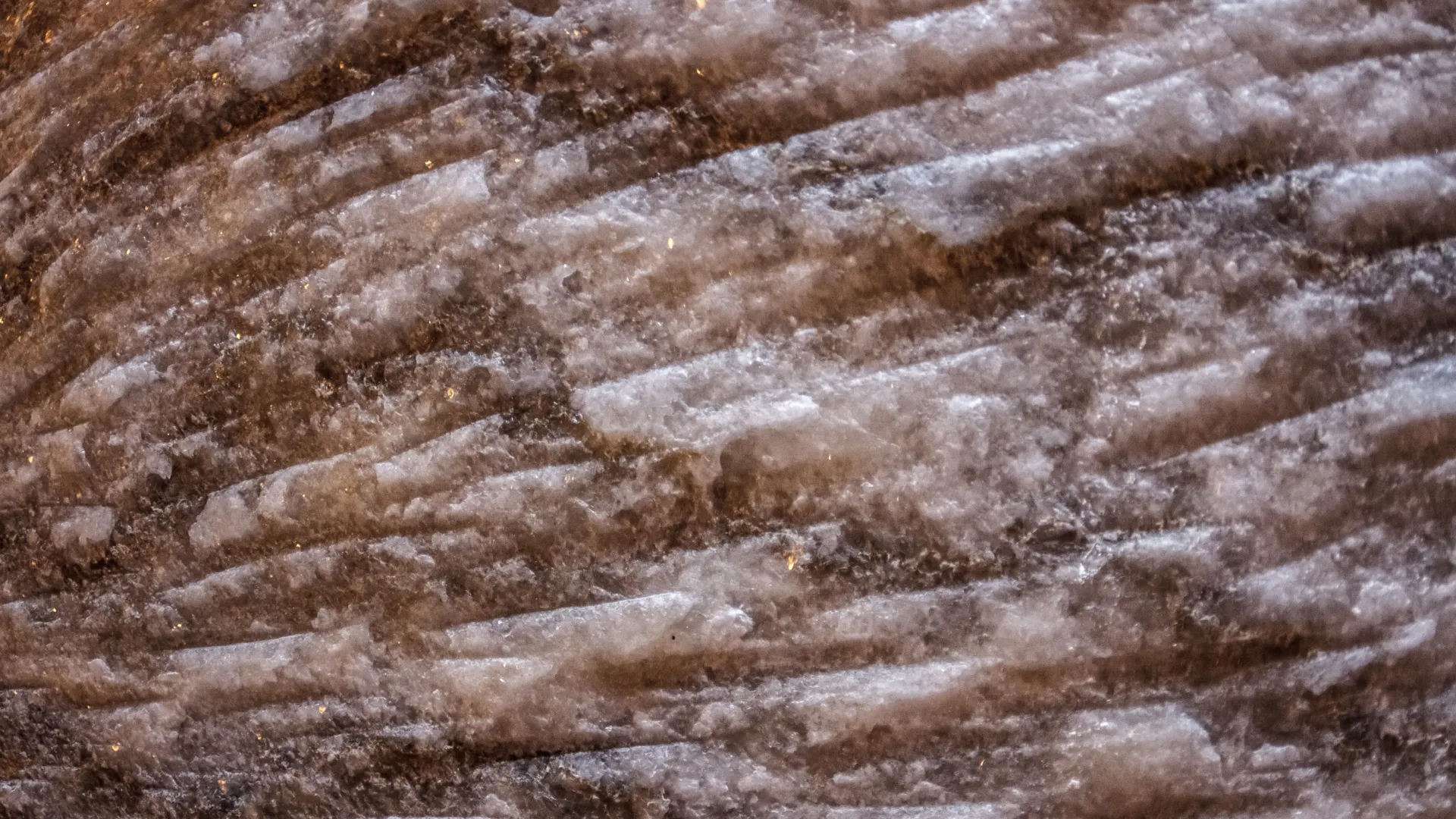 Close up of salt cavern wall