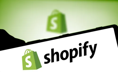 Shopify logo on smartphone screen