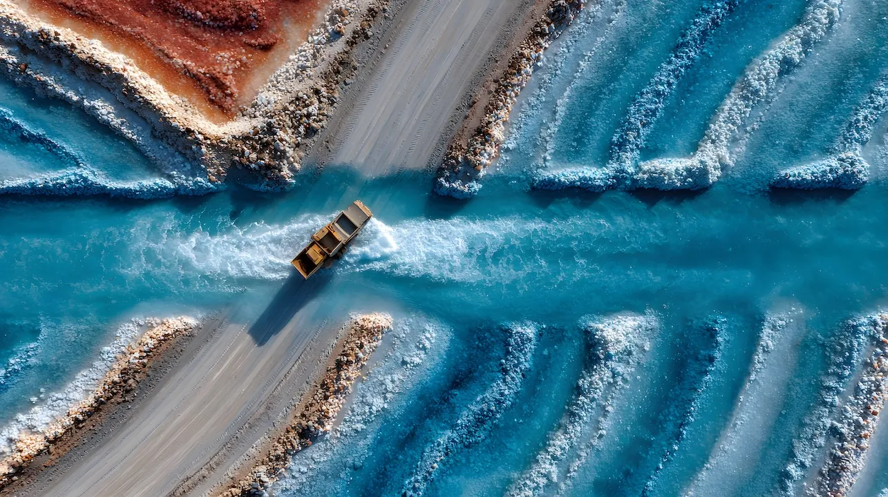A bird's eye perspective of a lithium mining exploration