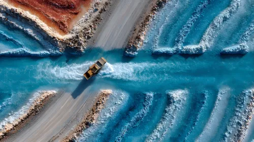 A bird's eye perspective of a lithium mining exploration