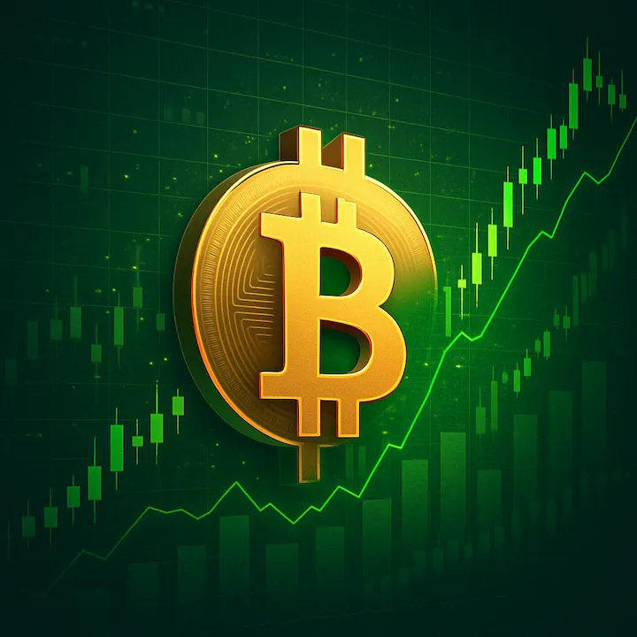 image that conveys themes of bitcoin, financial growth, investing, and profitability,