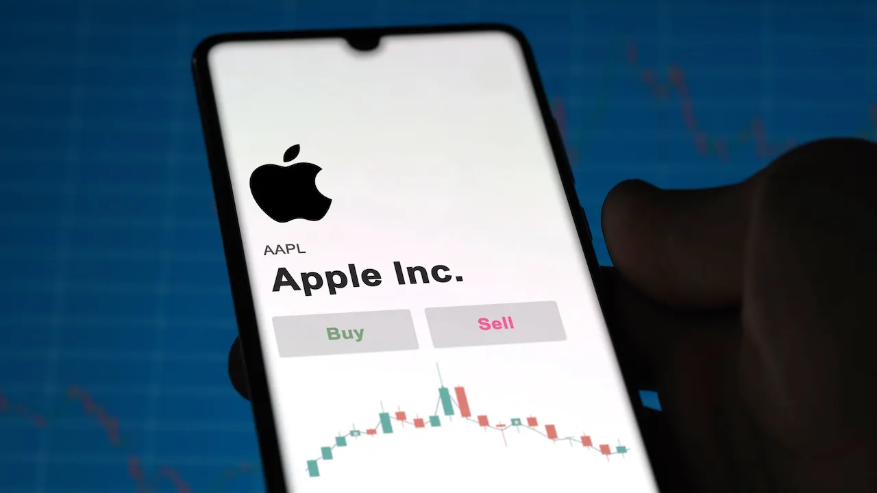 AAPL Stock ticker on smartphone screen Apple Inc