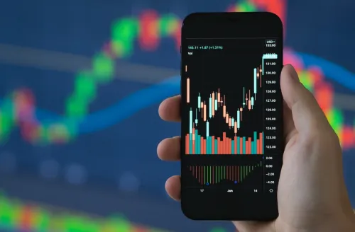 Close up shot of real time stock trading on smartphone