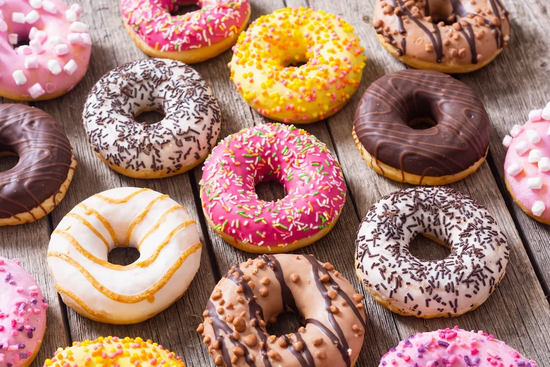 Colorful assorted donuts