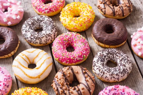 Colorful assorted donuts
