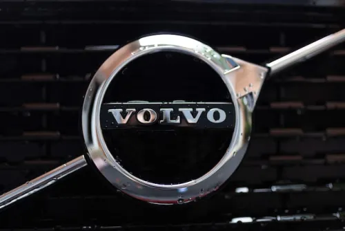 volvo logo close-up against car grille