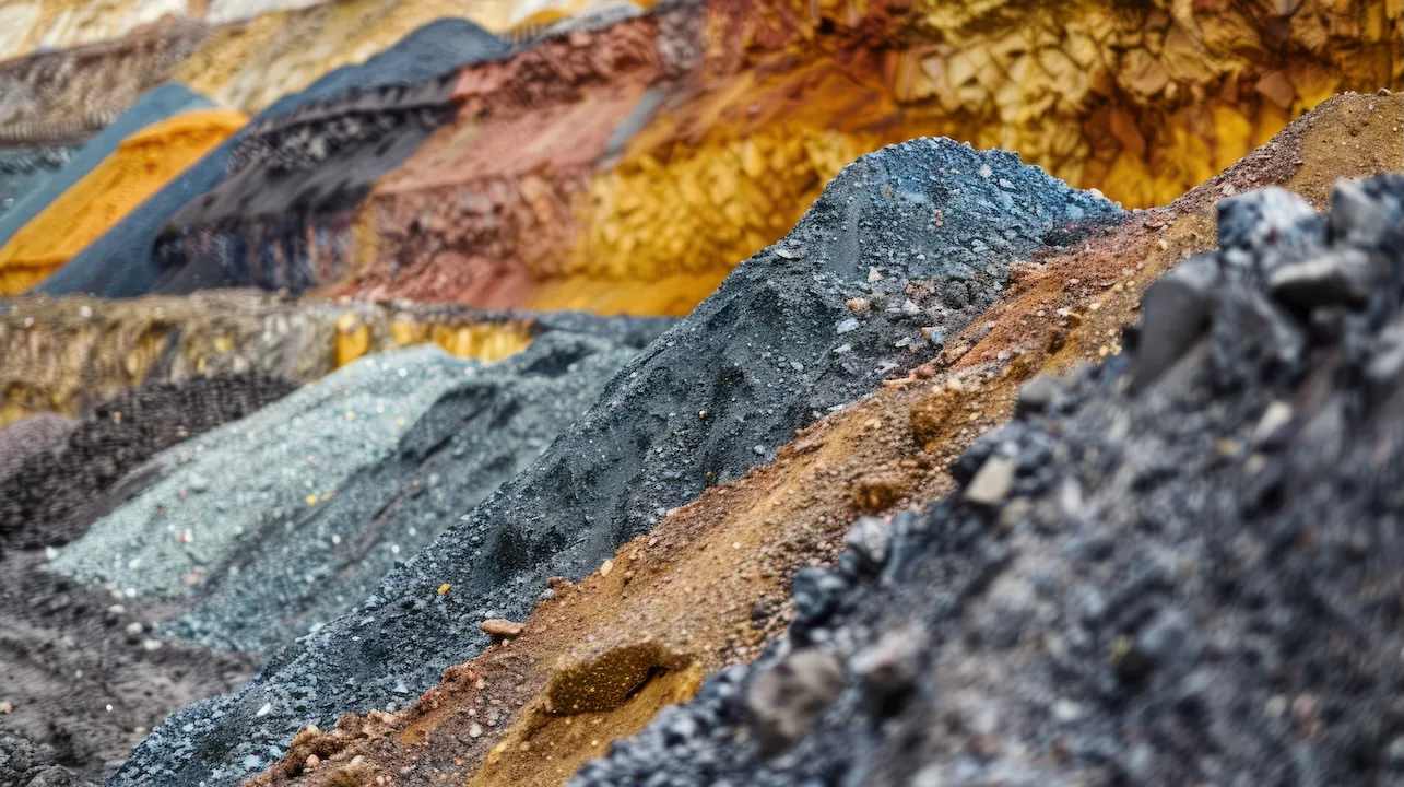 Stacks of rare earth elements obtained and processed . Concept Rare Earth Elements, Processed Materials, Mining Techniques