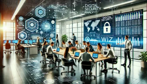 cybersecurity startup Wiz in a modern, high-tech office environment
