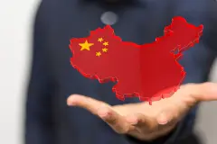 China Flag in palm of hand