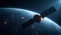 3D Space Debris Orbit Scene Satellites and Debris Around Earth Hyperrealistic Earth Orbit View 