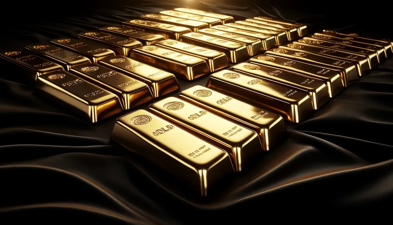 showcasing the gold bars on a luxurious background.