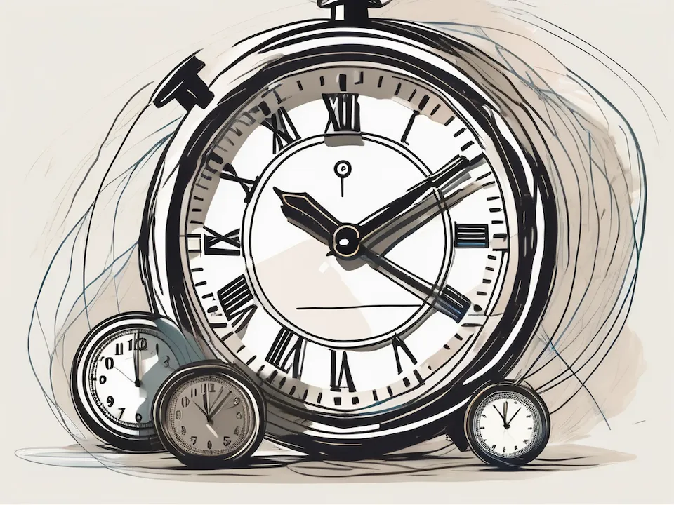 various types of bonds tied to a clock, symbolizing the concept of bond duration, hand-drawn abstract illustration for a company blog, white background, professional, minimalist, Bond duration.