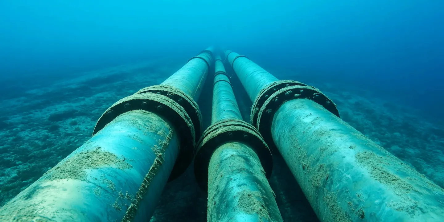 Underwater pipeline installed in ocean depths for transport Generative AI