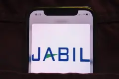 Jabil Logo on smartphone screen against dark background