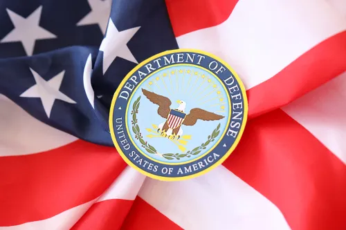 Department of Defense Seal on American Flag