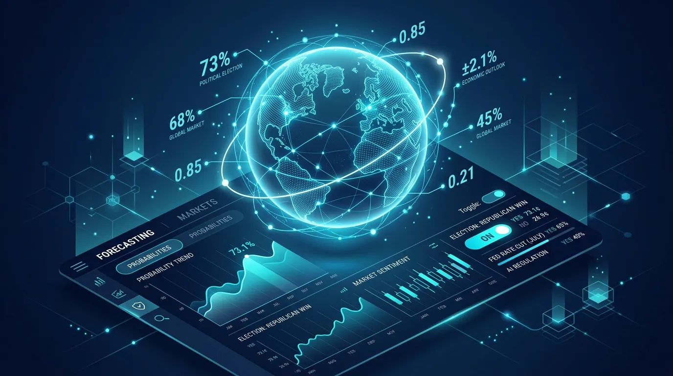 Prediction market participants analysing event-based probability data and forecasts