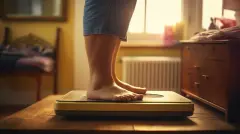 problem of being overweight, a person's legs in close-up