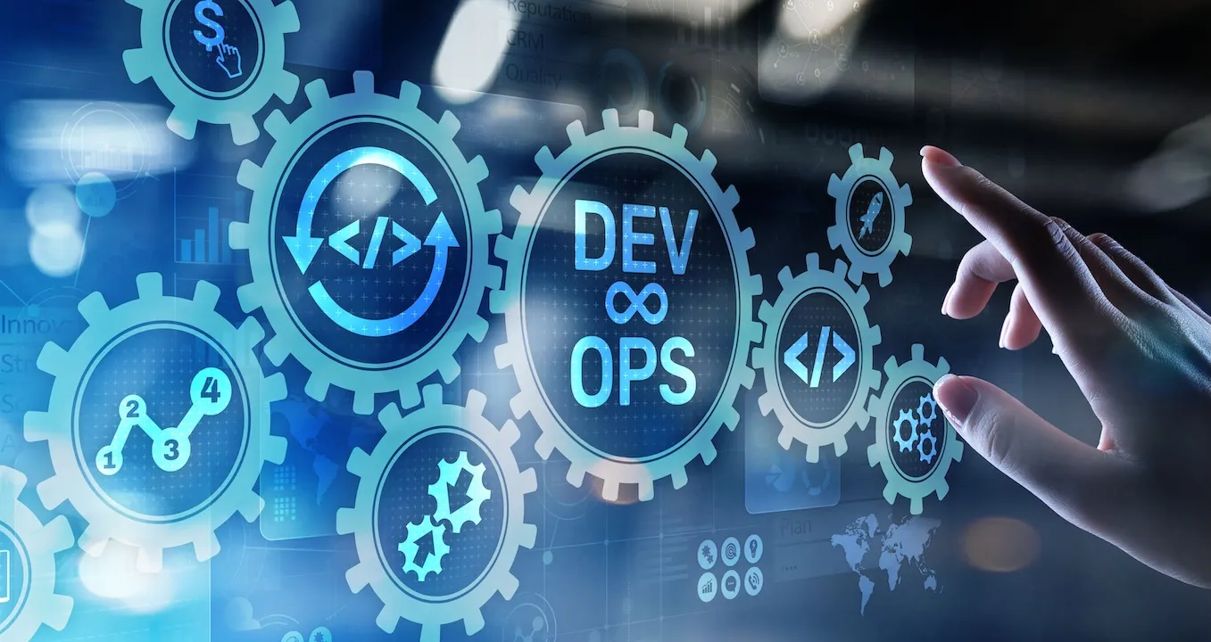 DevOps Agile development concept on virtual screen.