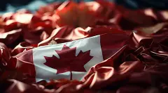 Canadian Flag on Autumnal silk fabric