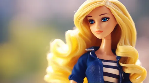 Pretty dolls in a dress posed a light neutral background.