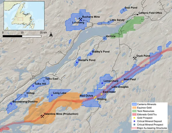 Canterra’s Central Newfoundland Mining District properties
