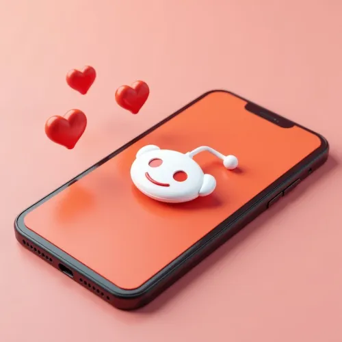 Reddit logo on phone screen with notification icons of new likes and followers around 3d icon 3d render 3d vector 