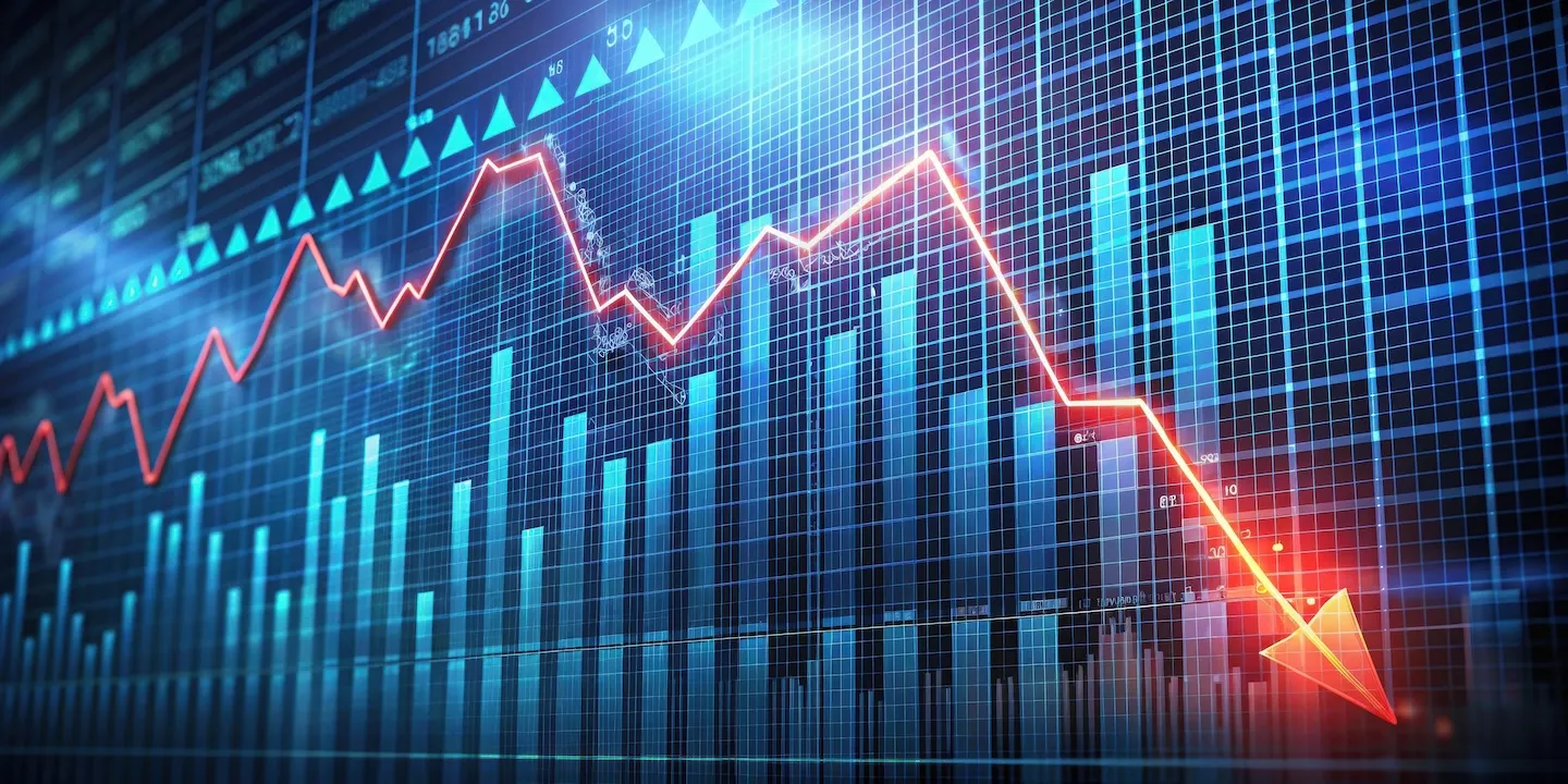 A stock photo illustrating a downtrend market in a financial graph, downtrend, market, stocks, finance, economy, recession
