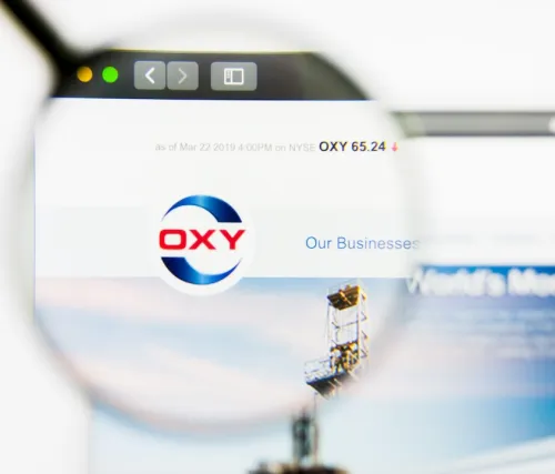 Illustrative Editorial of Occidental Petroleum website homepage. Occidental Petroleum logo visible on display screen.