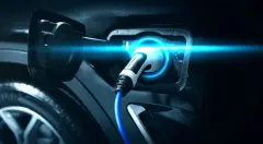 EV charging station for electric car in concept of green energy and eco power produced from sustainable source to supply to charger station in order to reduce CO2 emission 