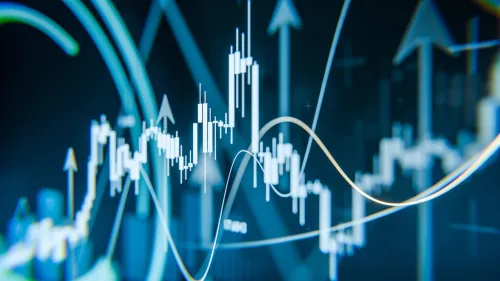 Rising chart for the stock and cryptocurrency market, rising charts and candles with upward arrows, uptrend of investment instruments