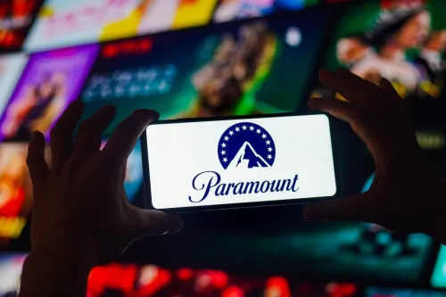 PARA Stock Paramount Logo on a smartphone being held