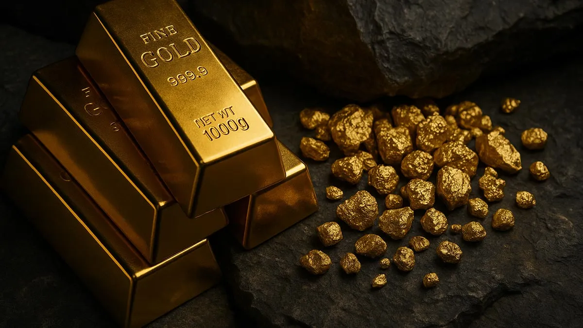 Gold Bars and Gold Mined Nuggets