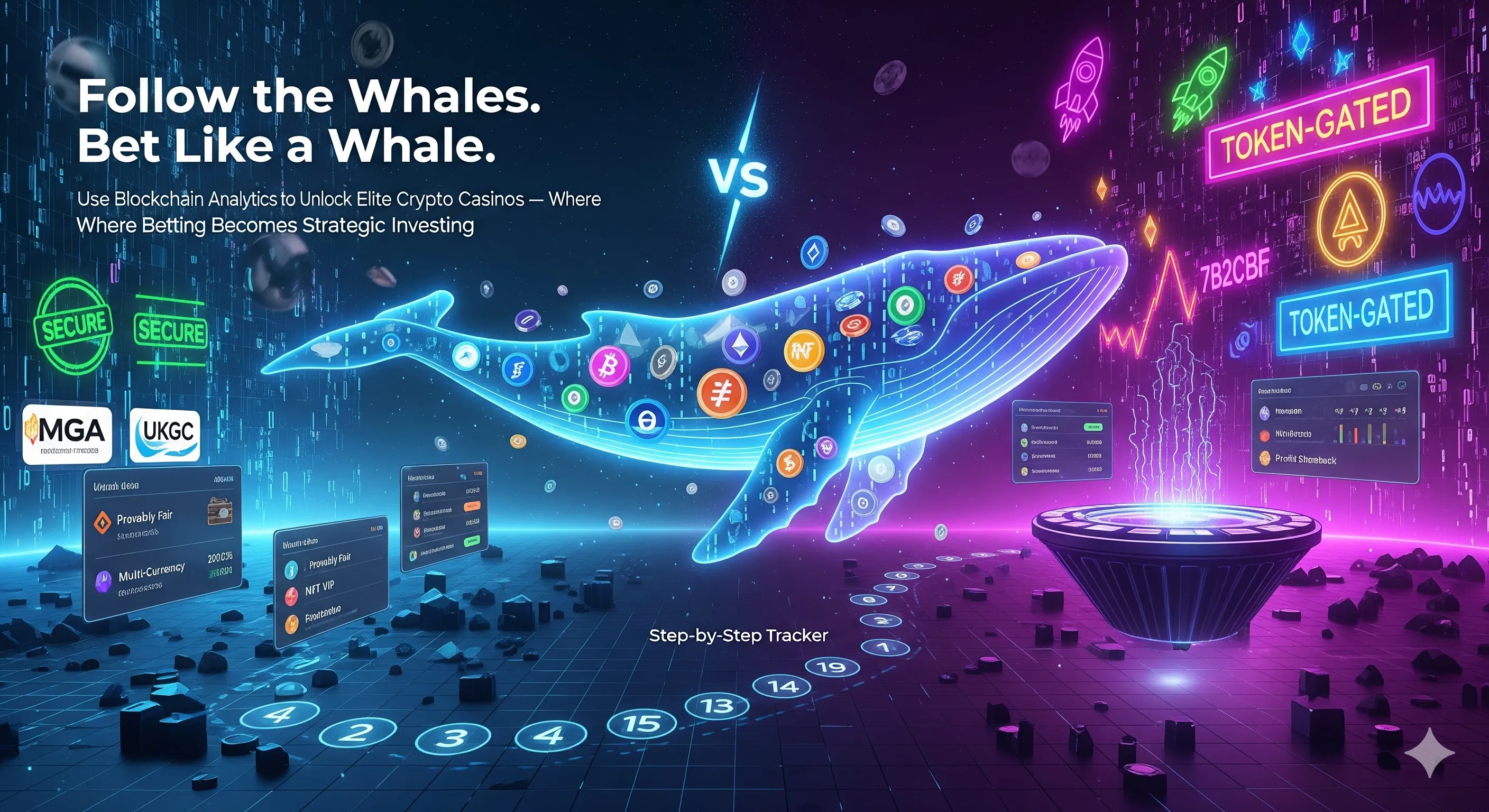 Analyst tracking smart money whale transactions on a blockchain interface to a premium crypto casino