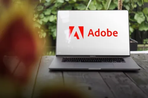 Adobe Logo on White Background on Laptop screen