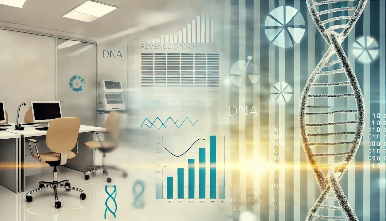 corporate environment with a focus on DNA, genetic testing, and growth-related elements