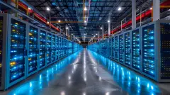 Large Data Center with Multiple Servers, Cryptocurrency Mining Farm, IT Technology and Financial Investment