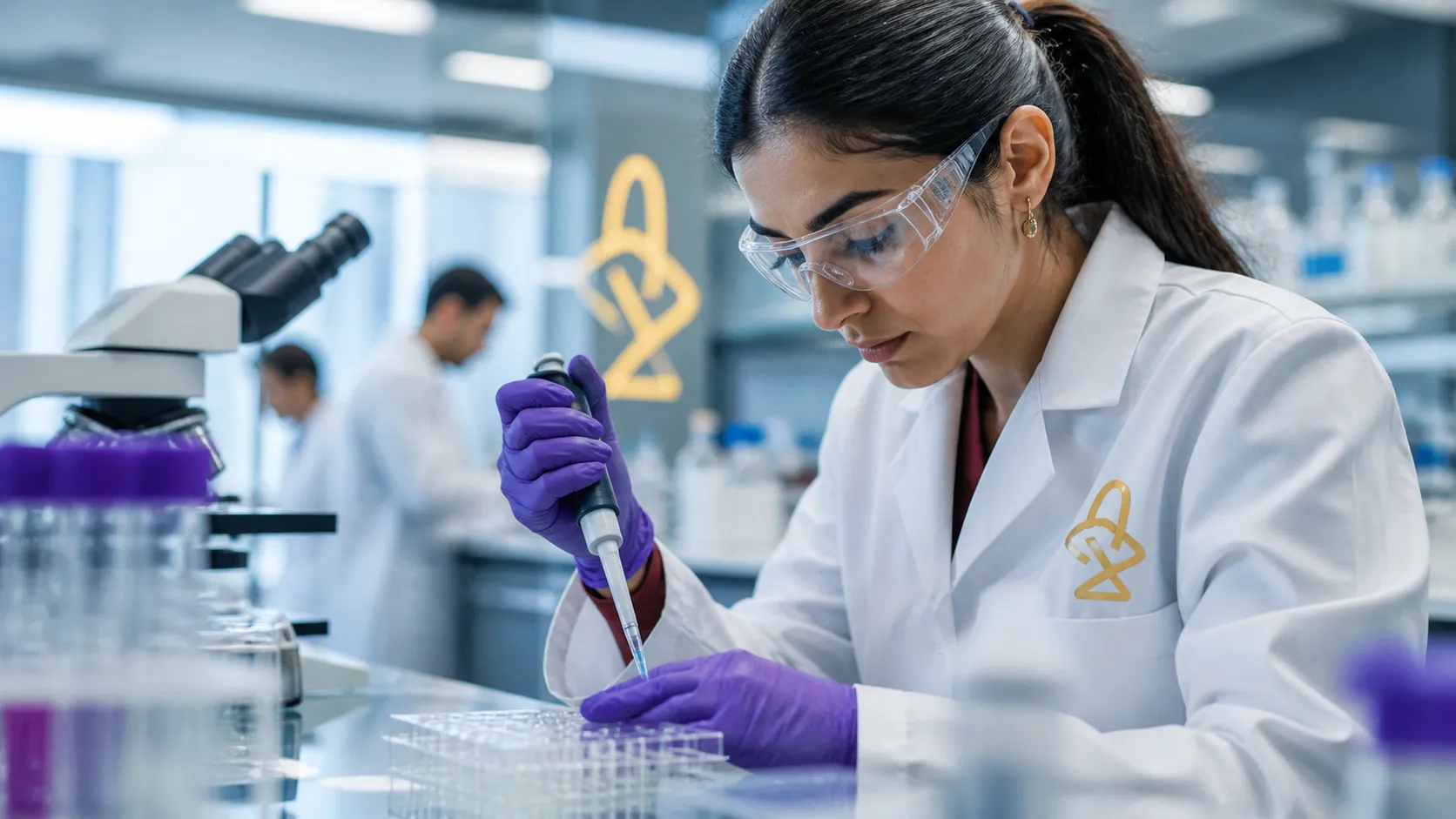 Focused scientist in a modern lab