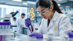 Focused scientist in a modern lab