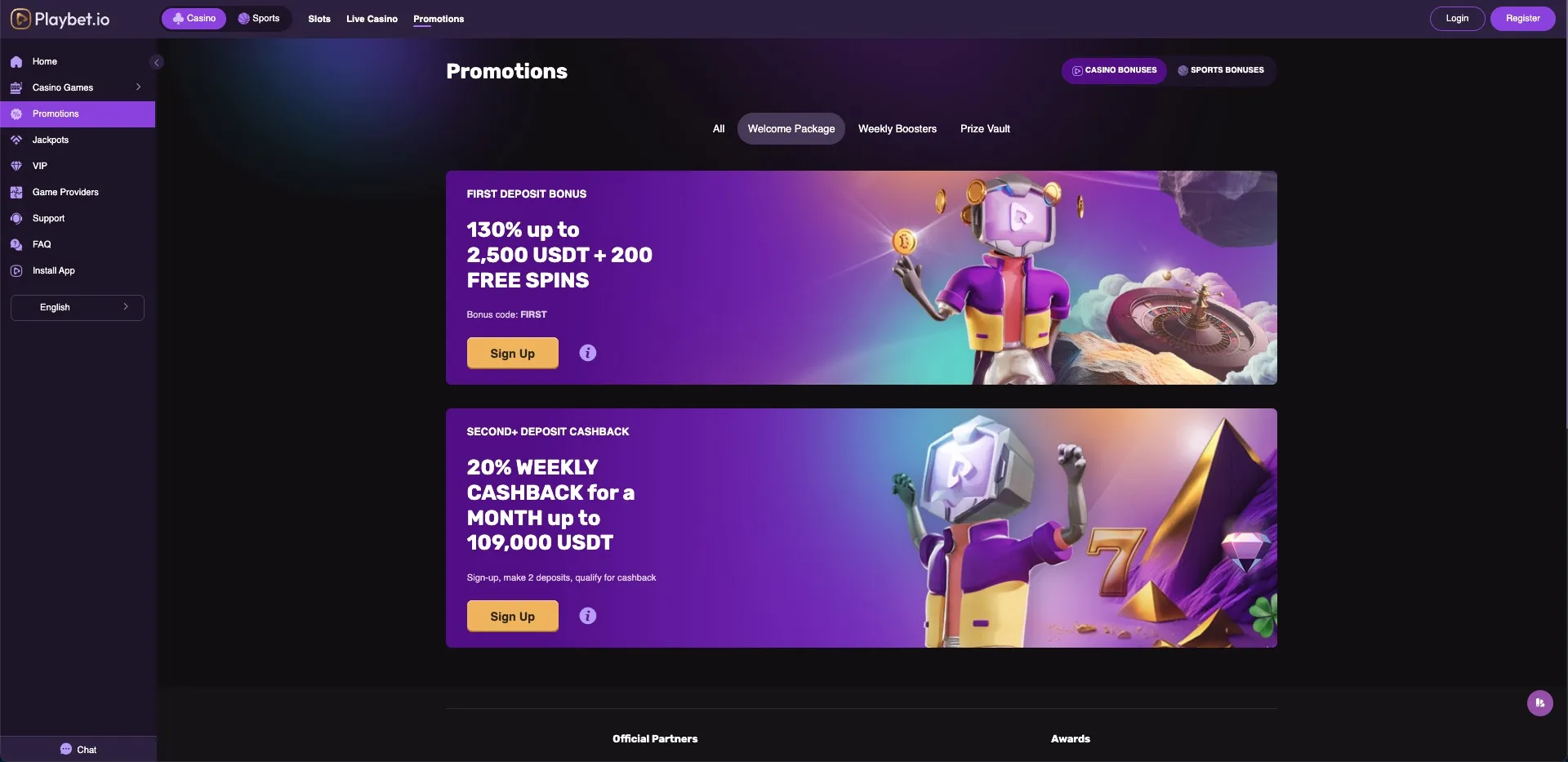 Playbet.io Promotions