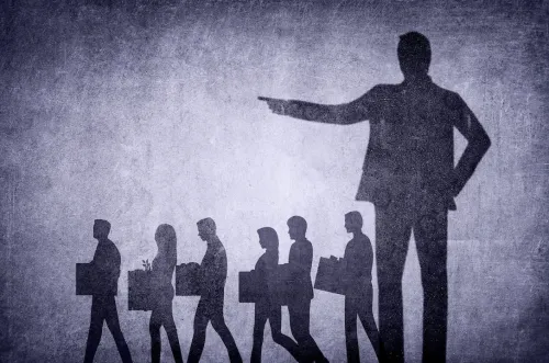 Mass Layoffs by Corporations - Tyrannical Bosses and Managers - Conceptual Illustration