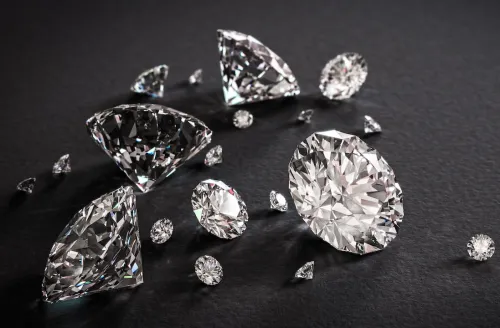 Diamonds shimmering against a black background