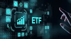 ETF Exchange traded fund Trading Investment Business finance concept on virtual screen.