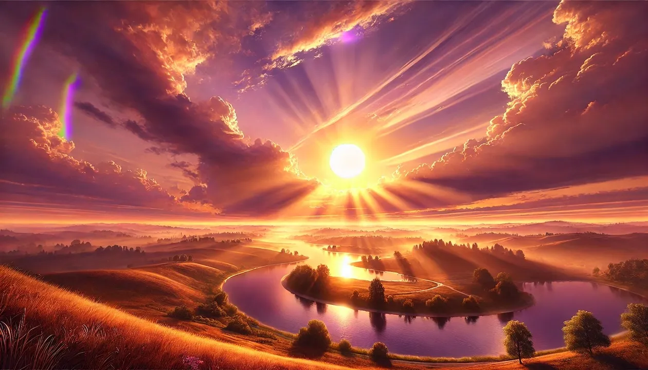 The sun shining on a radiant landscape